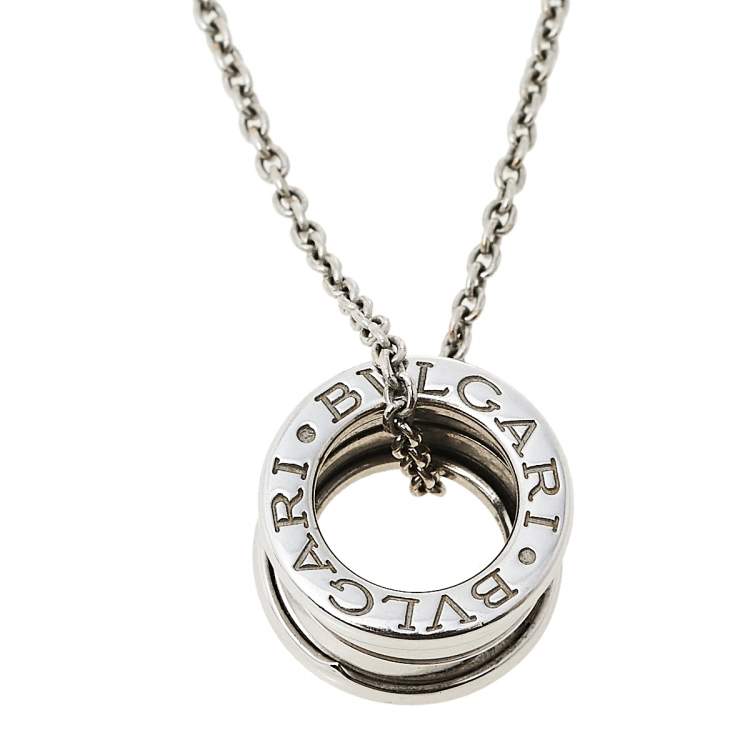 Pre Owned Bvlgari B.Zero1 3-Band 18K White Gold Band Pendant Necklace