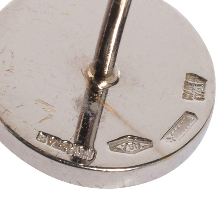 Pre Owned Bvlgari Bvlgari Onyx 18K White Gold Stud Earrings