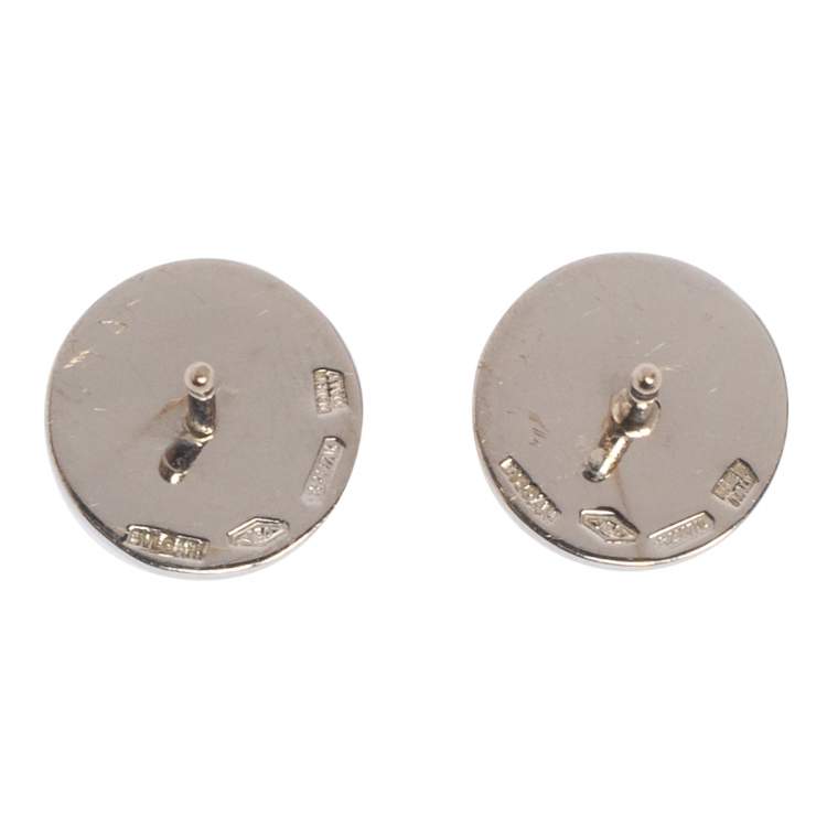Pre Owned Bvlgari Bvlgari Onyx 18K White Gold Stud Earrings