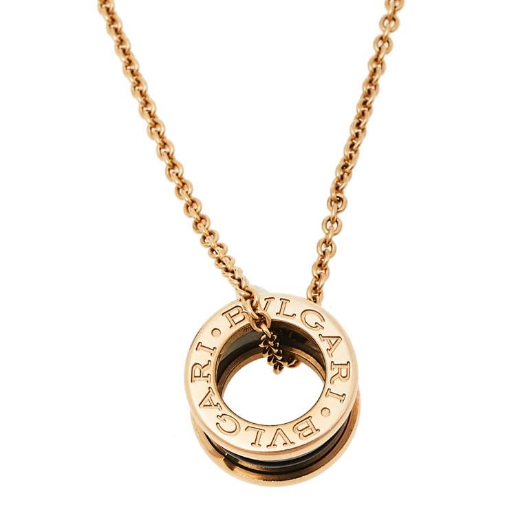 Pre Owned Bvlgari B.Zero1 Black Ceramic 18K Rose Gold Pendant Necklace
