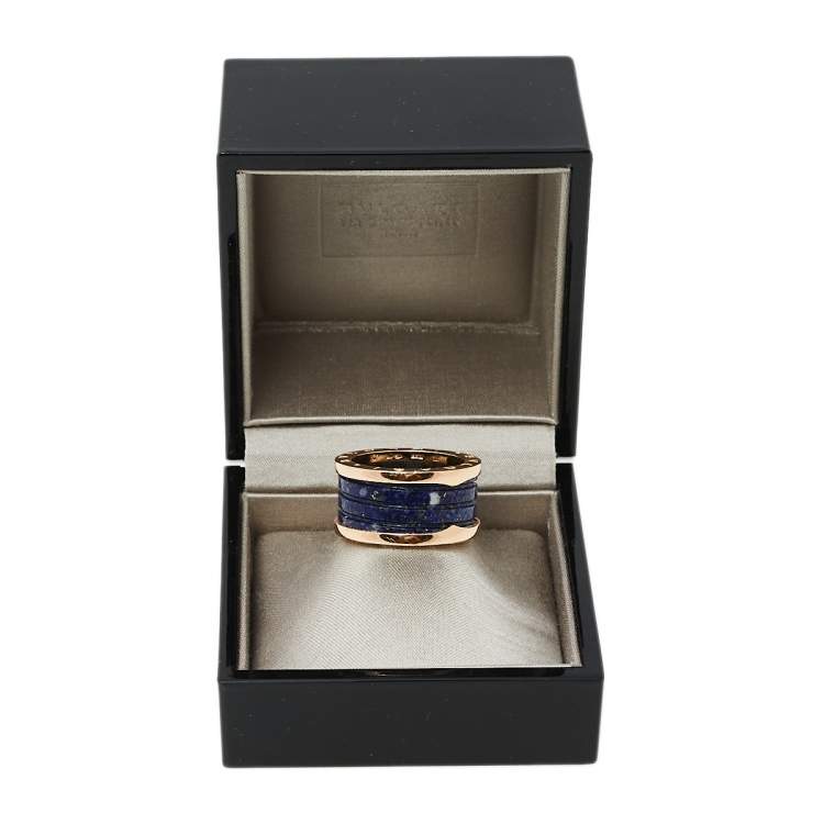 Pre Owned Bvlgari B.Zero1 Lapis Lazuli 18K Rose Gold Band Ring Size 57