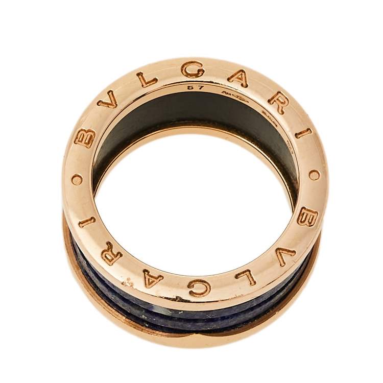 Pre Owned Bvlgari B.Zero1 Lapis Lazuli 18K Rose Gold Band Ring Size 57