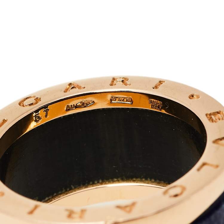 Pre Owned Bvlgari B.Zero1 Lapis Lazuli 18K Rose Gold Band Ring Size 57