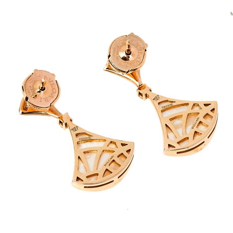 Pre Owned Bvlgari Divas' Dream 18K Rose Gold Diamond Mother of Pearl Drop Earrings