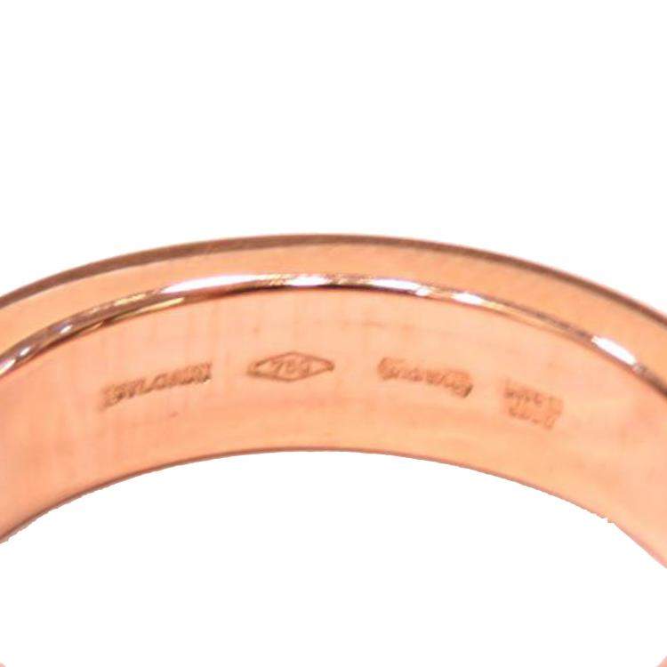 Pre Owned Bvlgari Bvlgari Bvlgari 18K Rose Gold Diamond Ring Size EU 52