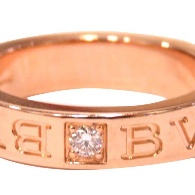 Pre Owned Bvlgari Bvlgari Bvlgari 18K Rose Gold Diamond Ring Size EU 52