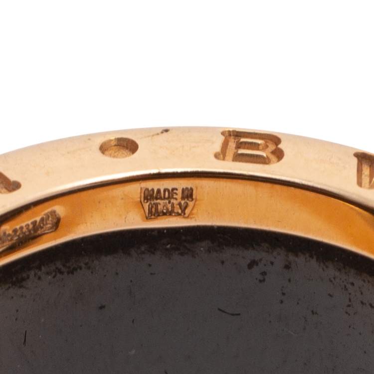 Pre Owned Bvlgari B.Zero1 Black Ceramic 18K Rose Gold 4 Band Ring Size 50