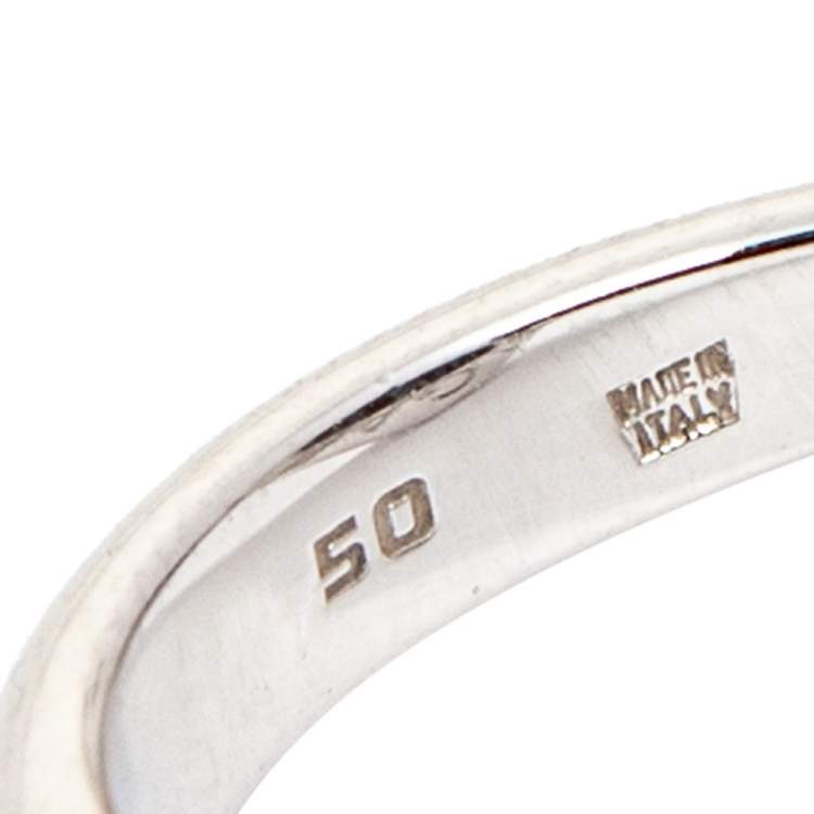 Pre Owned Bvlgari Onyx Diamond 18K White Gold Flip Ring 50