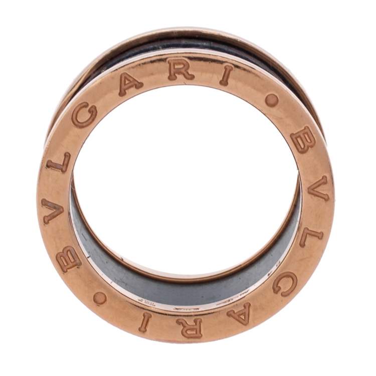 Pre Owned Bvlgari B.Zero1 Lapis Lazuli 18K Rose Gold Band Ring Size 54