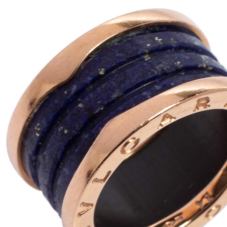 Pre Owned Bvlgari B.Zero1 Lapis Lazuli 18K Rose Gold Band Ring Size 54
