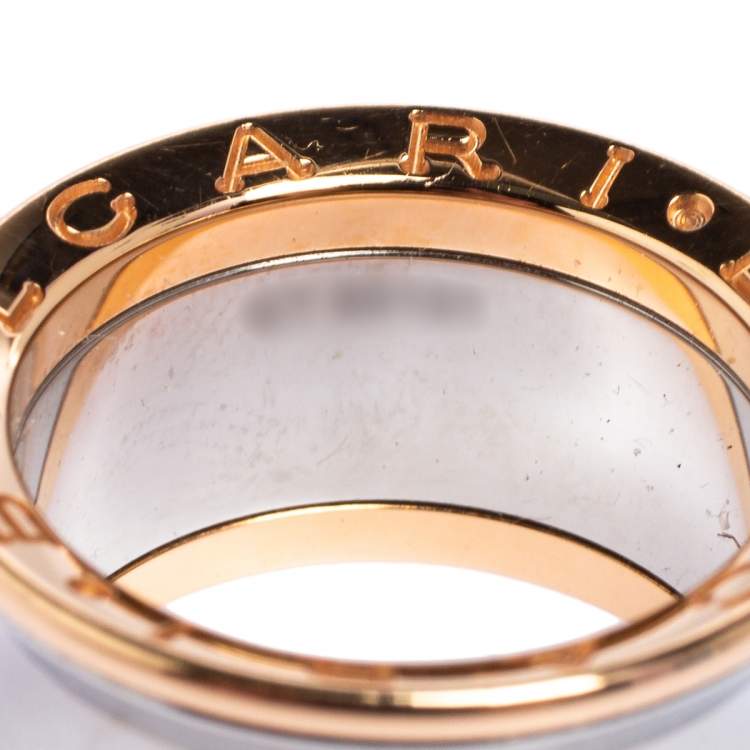 Pre Owned Bvlgari Anish Kapoor B.Zero1 18K Rose Gold & Steel Band Ring Size 52 