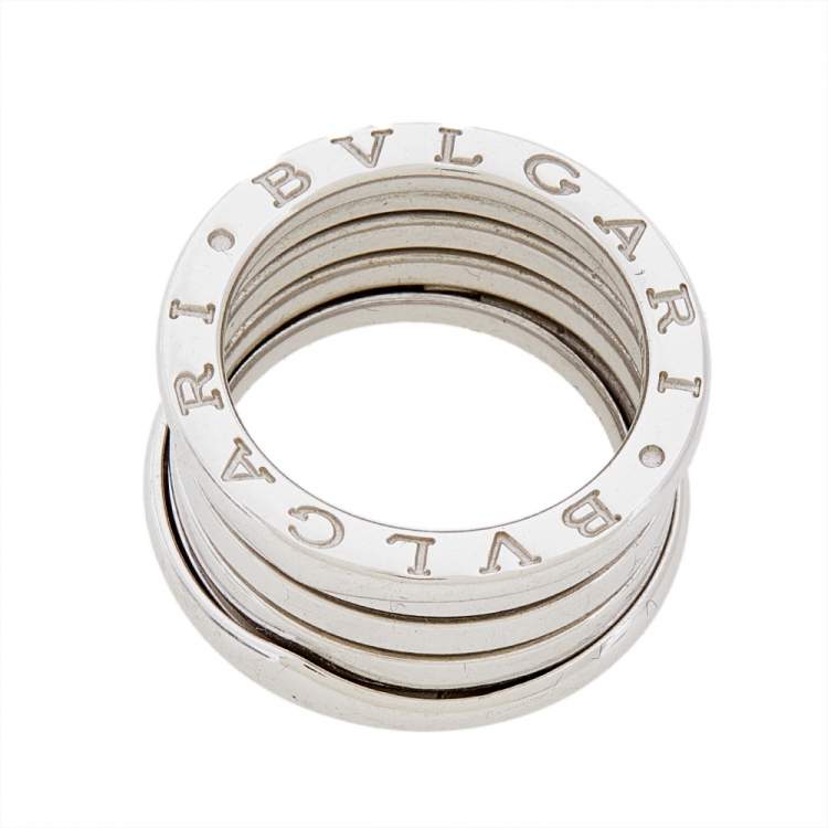 Pre Owned Bvlgari B.Zero1 18K White Gold 4- Band Ring Size 50