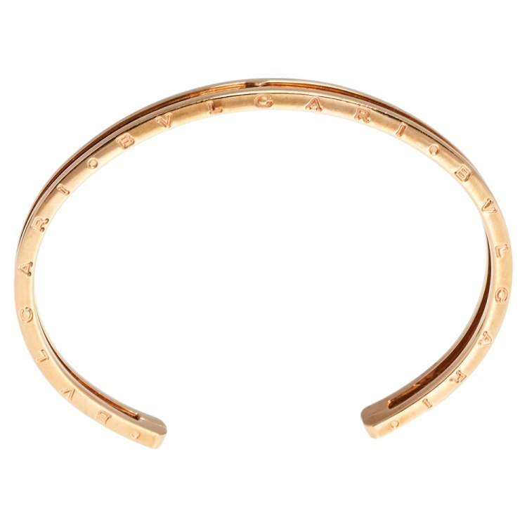 Pre Owned Bvlgari B.Zero1 18K Rose Gold Open Cuff Bracelet M