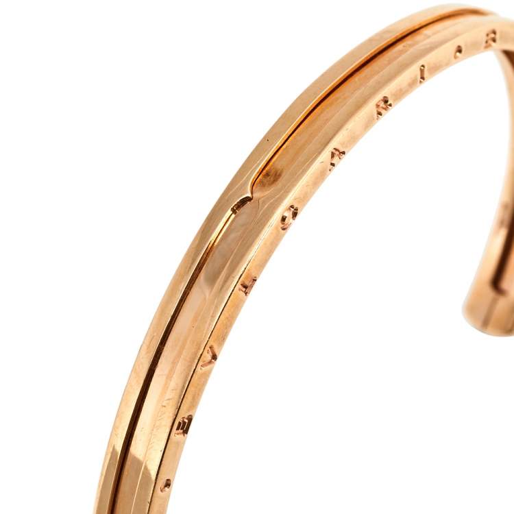 Pre Owned Bvlgari B.Zero1 18K Rose Gold Open Cuff Bracelet M