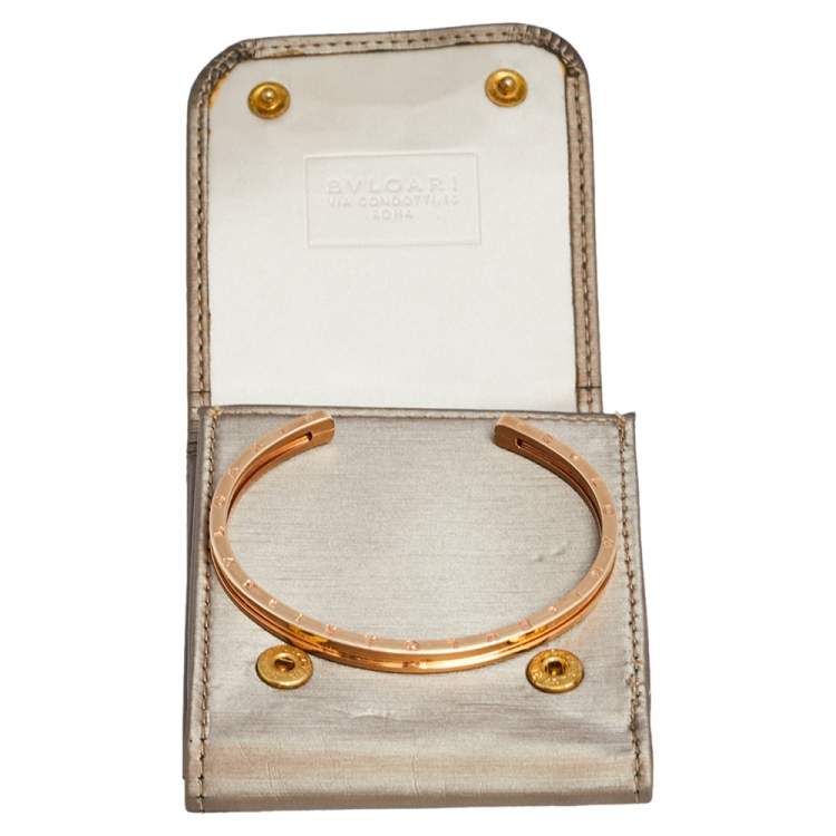 Pre Owned Bvlgari B.Zero1 18K Rose Gold Open Cuff Bracelet M
