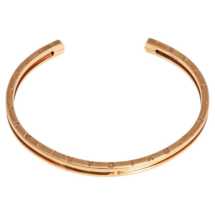 Pre Owned Bvlgari B.Zero1 18K Rose Gold Open Cuff Bracelet M