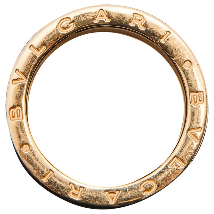 Pre Owned Bvlgari B.Zero1 White Ceramic 18k Rose Gold 4-Band Ring Size 61