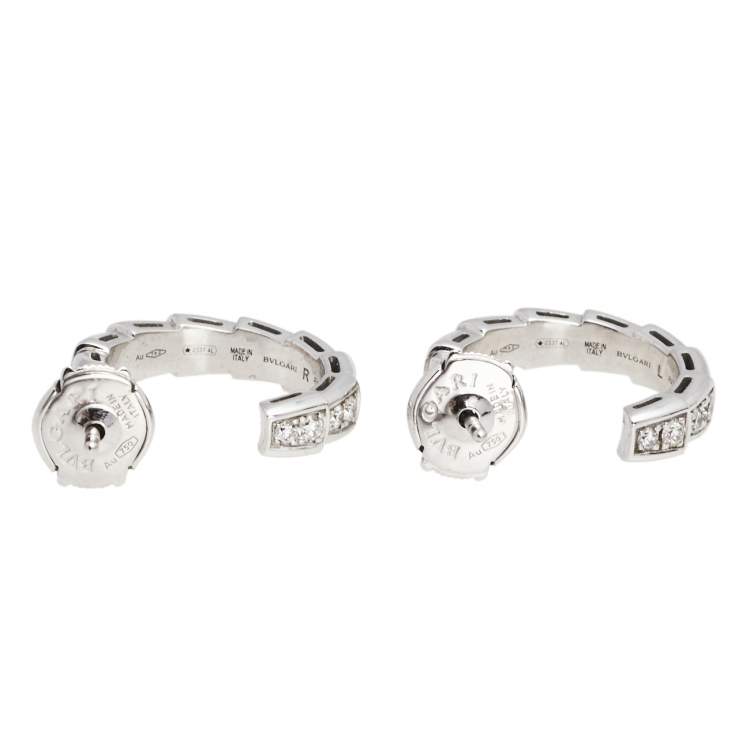 Pre Owned Bvlgari Serpenti Viper Diamond 18K White Gold Earrings 