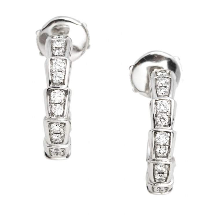 Pre Owned Bvlgari Serpenti Viper Diamond 18K White Gold Earrings 