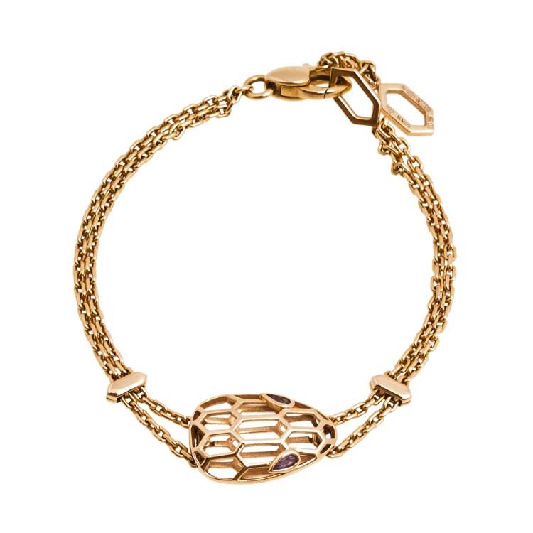 Pre Owned Bvlgari Serpenti Amethyst 18K Rose Gold Bracelet