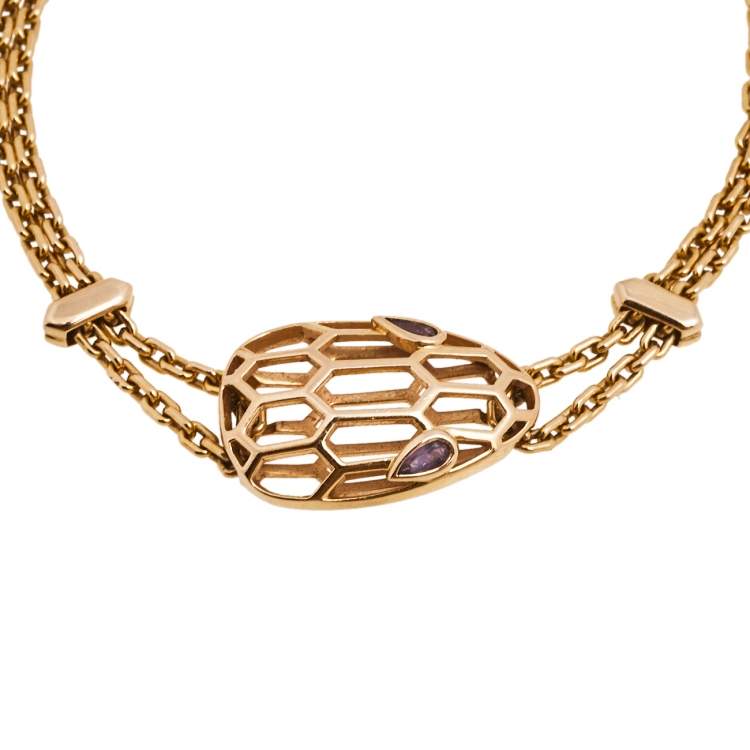 Pre Owned Bvlgari Serpenti Amethyst 18K Rose Gold Bracelet