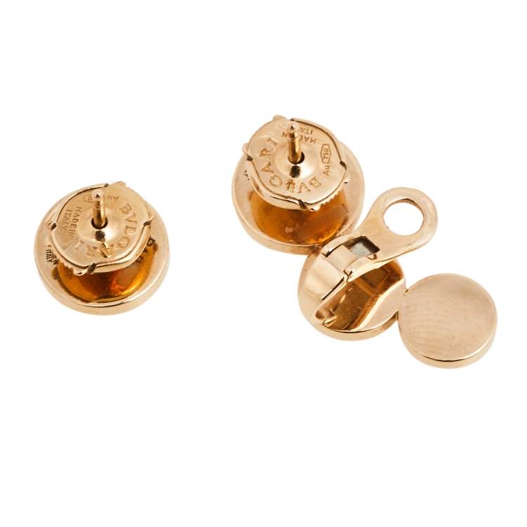 Pre Owned Bvlgari Multi Gemstone 18K Rose Gold Two Single Earrings