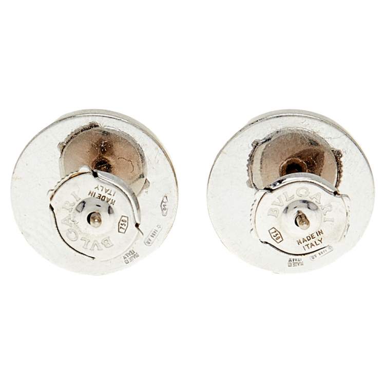 Pre Owned Bvlgari Bvlgari Onyx 18k White Gold Stud Earrings