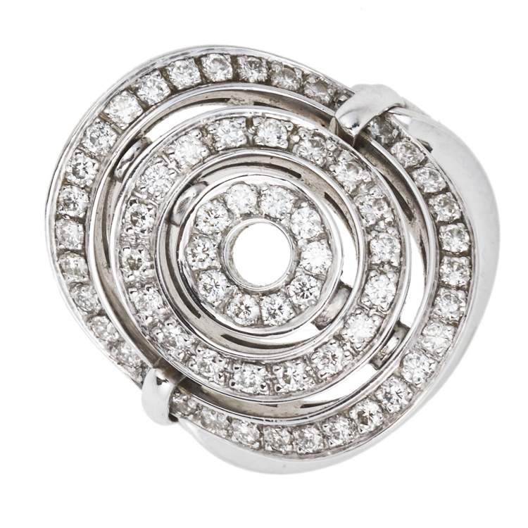 Pre Owned Bvlgari Astrale Cerchi Diamond 18K White Gold Ring Size 52
