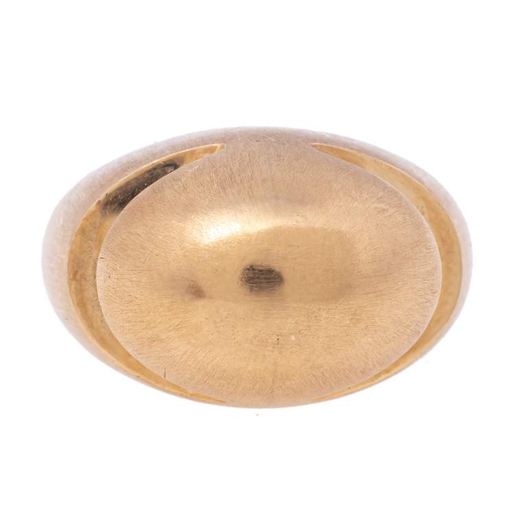 Pre Owned Bvlgari Fancy High Dome 18k Rose Gold Ring Size 51