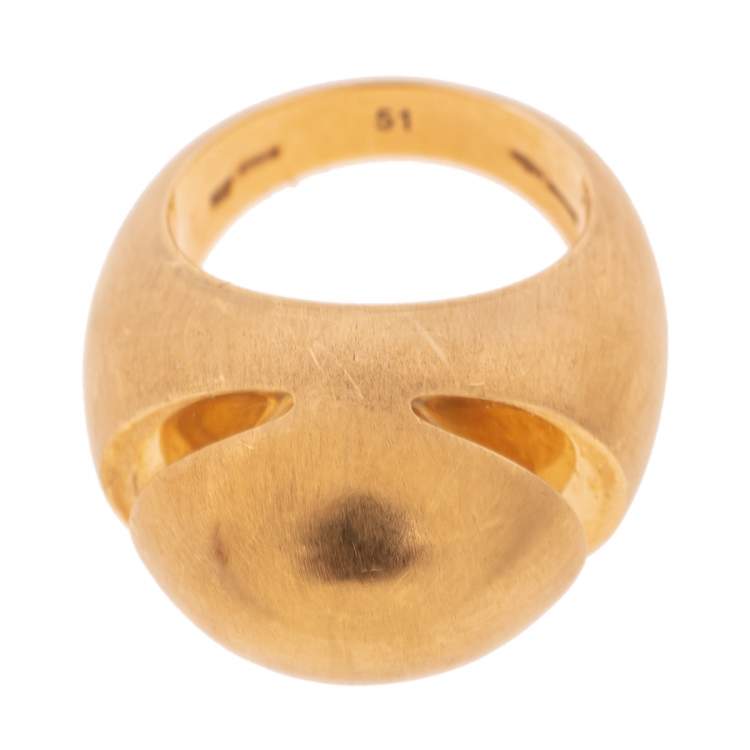 Pre Owned Bvlgari Fancy High Dome 18k Rose Gold Ring Size 51