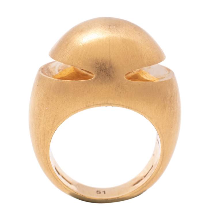 Pre Owned Bvlgari Fancy High Dome 18k Rose Gold Ring Size 51