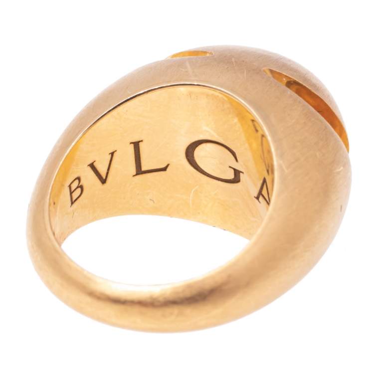 Pre Owned Bvlgari Fancy High Dome 18k Rose Gold Ring Size 51