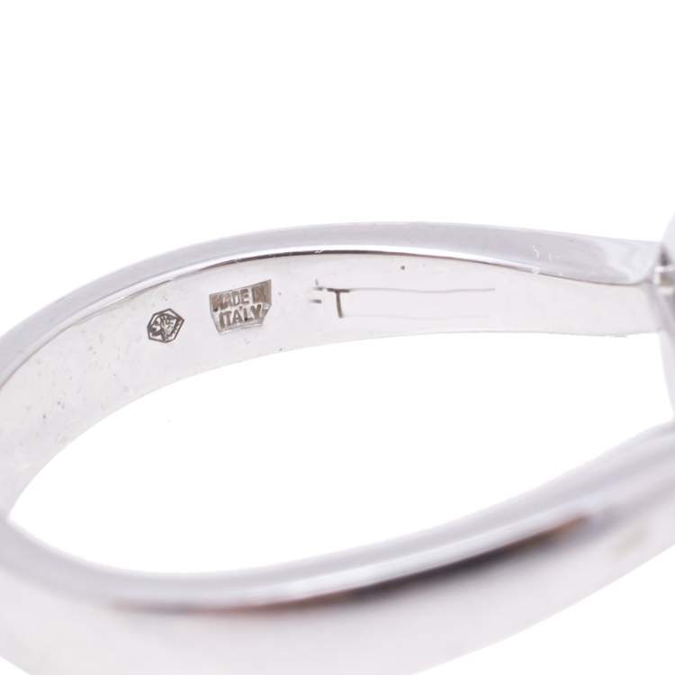 Pre Owned Bvlgari Sassi Mediterranean EdenBlue Topaz 18K White Gold Ring Size 51