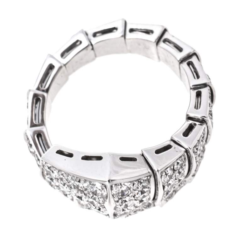 Pre Owned Bvlgari Serpenti Viper Diamond 18K White Gold Ring M