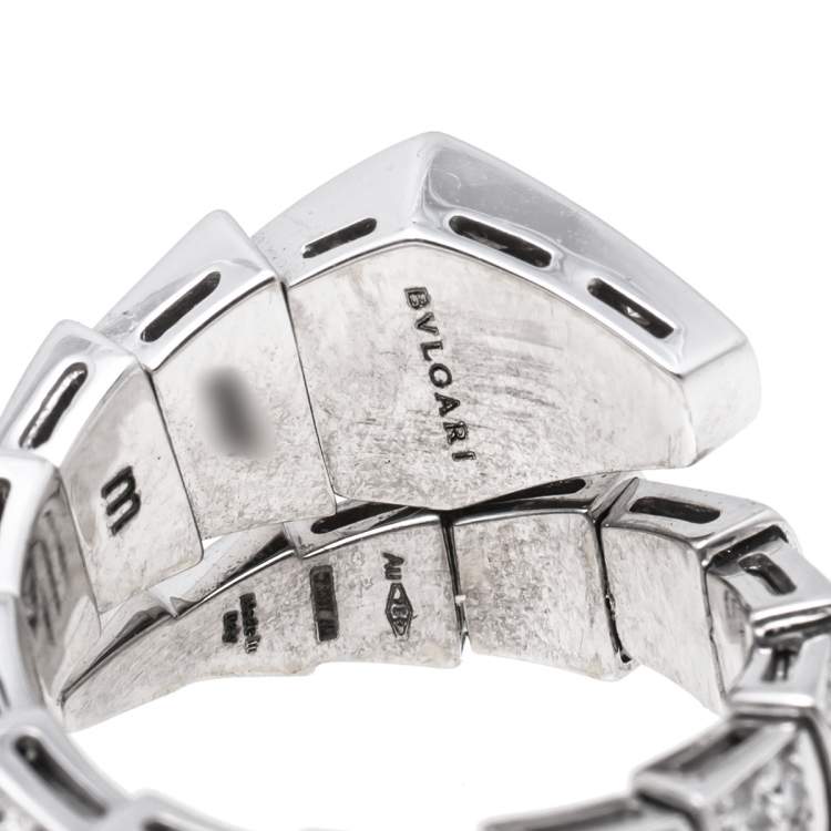 Pre Owned Bvlgari Serpenti Viper Diamond 18K White Gold Ring M