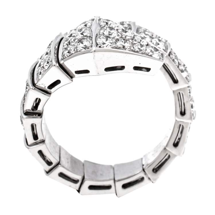 Pre Owned Bvlgari Serpenti Viper Diamond 18K White Gold Ring M