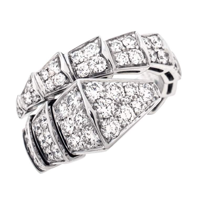 Pre Owned Bvlgari Serpenti Viper Diamond 18K White Gold Ring M