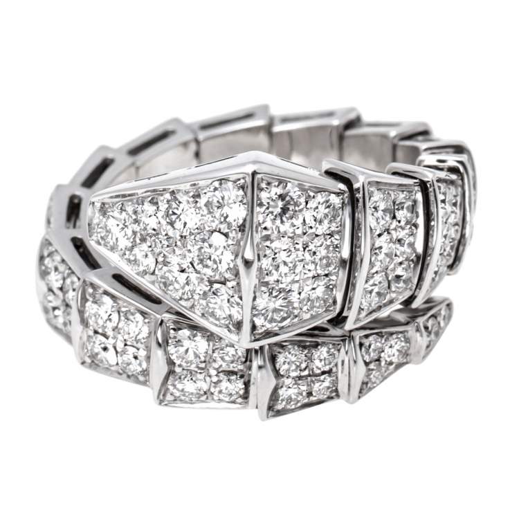 Pre Owned Bvlgari Serpenti Viper Diamond 18K White Gold Ring M