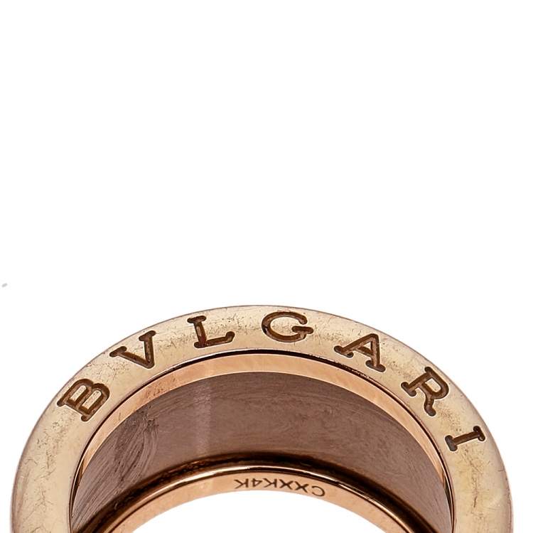 Pre Owned  Bvlgari B.Zero1 Roma Bronze Ceramic 18K Rose Gold 4-Band Ring Size 53