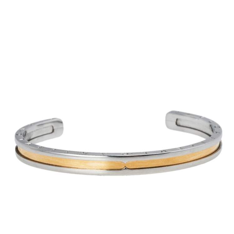 Bvlgari B.Zero1 18K Rose Gold & Stainless Steel Open Cuff Bracelet S ...