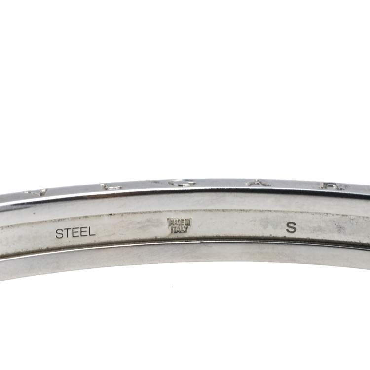 Pre Owned  Bvlgari B.Zero1 18K Rose Gold & Stainless Steel Open Cuff Bracelet S