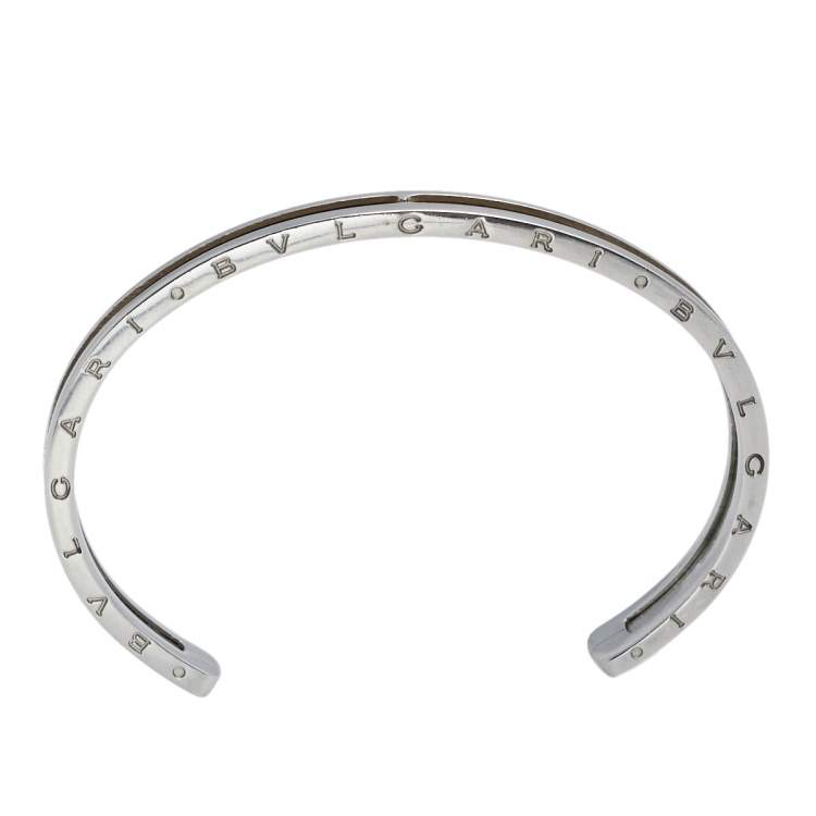 Pre Owned  Bvlgari B.Zero1 18K Rose Gold & Stainless Steel Open Cuff Bracelet S