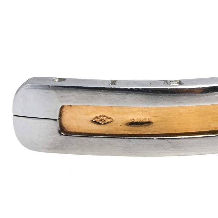 Pre Owned  Bvlgari B.Zero1 18K Rose Gold & Stainless Steel Open Cuff Bracelet S