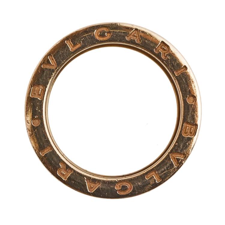 Pre Owned Bvlgari B.Zero1 Black Ceramic 18K Rose Gold 4- Band Ring Size 55