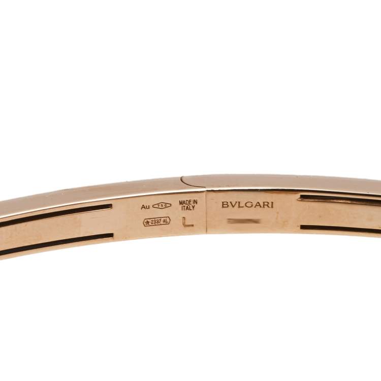 Pre Owned Bvlgari Divas' Dream Malachite Diamond 18k Rose Gold Open Cuff Bracelet L