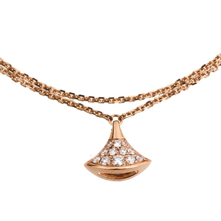 Pre Owned Bvlgari Divas' Dream Diamond 18K Rose Gold Bracelet M/L