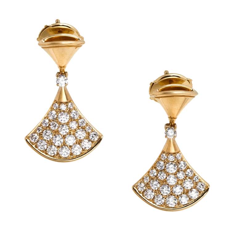 Pre Owned Bvlgari Divas' Dream Diamond 18k Yellow Gold Earrings