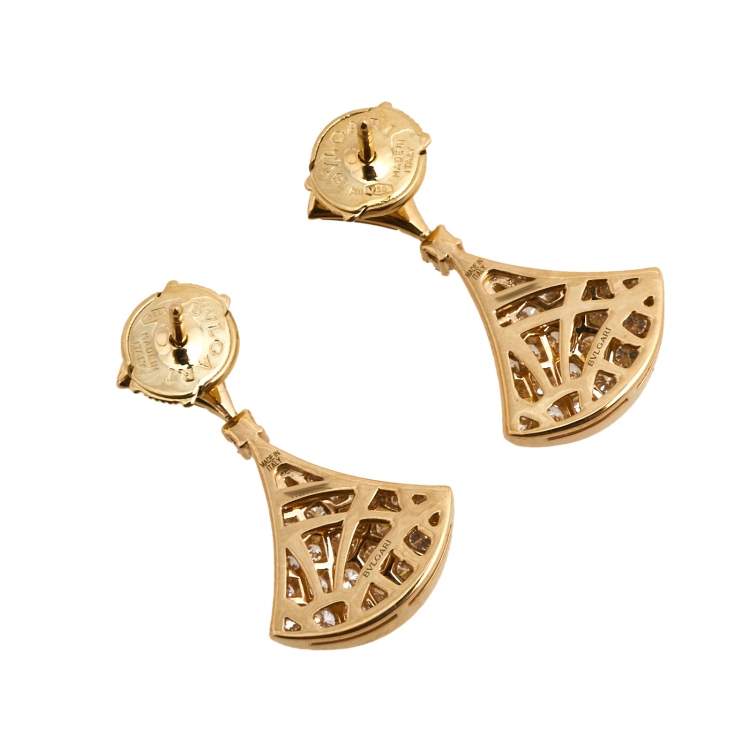 Pre Owned Bvlgari Divas' Dream Diamond 18k Yellow Gold Earrings