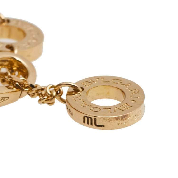 Pre Owned Bvlgari Divas' Dream Diamond 18K Yellow Gold Charm Bracelet M/L