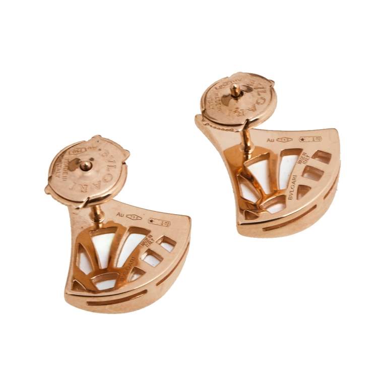 Pre Owned Bvlgari Divas' Dream Mother of Pearl Diamond 18K Rose Gold Earrings